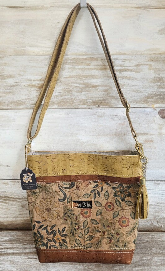 Simply B: McKenzie Crossbody Bag- Flower print Cork