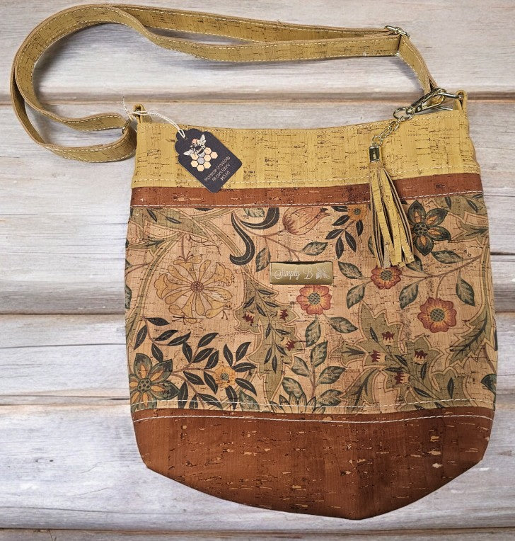 Simply B: McKenzie Crossbody Bag- Flower print Cork