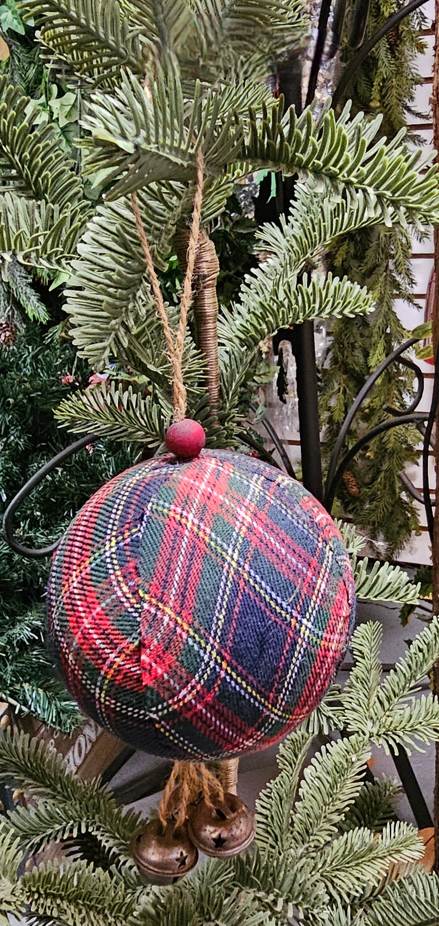 Plaid Globe Ornament