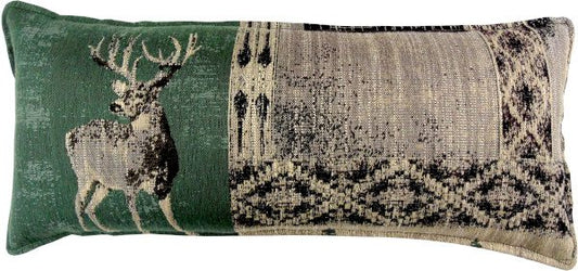 Buck on tapestry, long pillow
