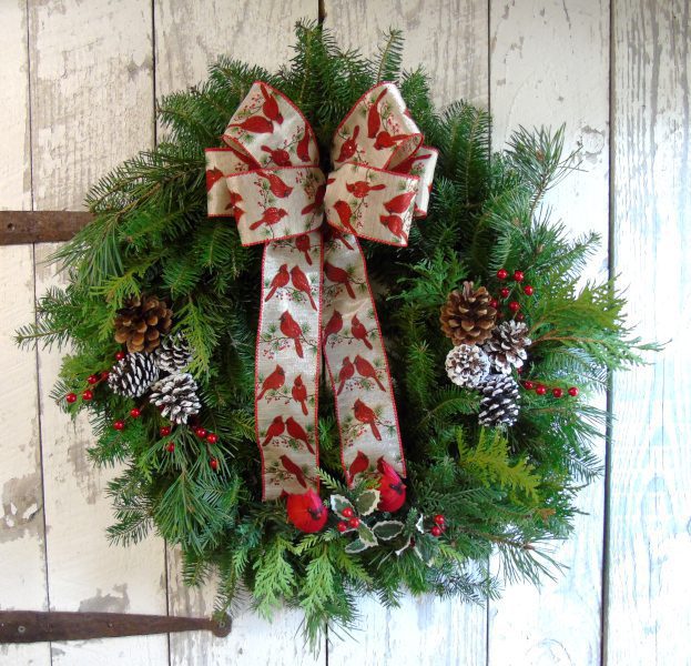 Cardinal mixed greens wreath