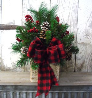 A faux birch box centerpiece