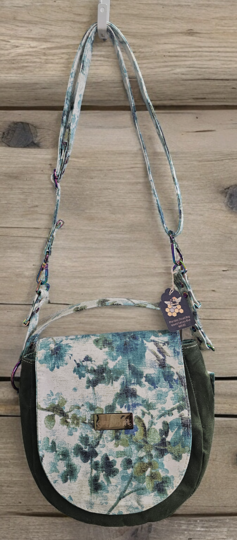 Simply B: Meridias Shoulder Bag- Waxed Canvas-Blue