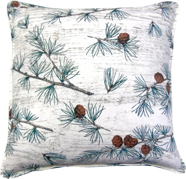 Pillow with pine branches on white birch design (1)