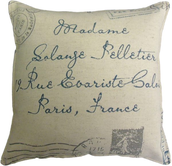 Pillow with a post card design