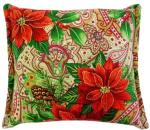Poinsettia and Pine Cones - 7X8 Balsam Pillow