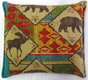 Aztec moose and bear pillow