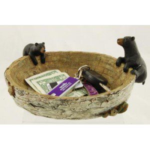 A bowl with black bears