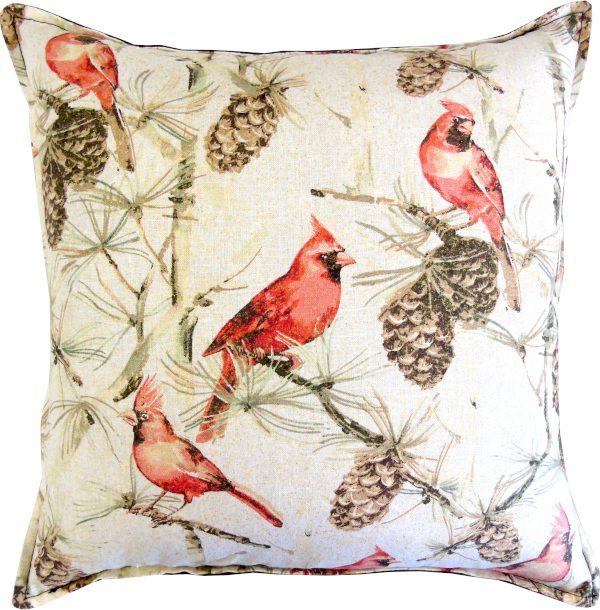 Cardinal birds on a beige pillow (1)