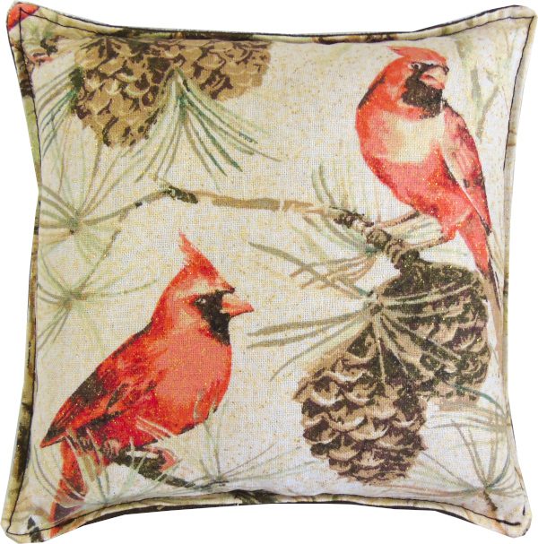 A throw pillowcase with pink birds