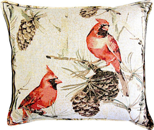 Pillow, cardinals on beige design