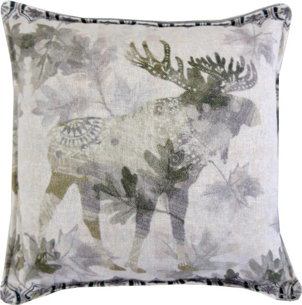 A throw pillowcase with shadow of a moose