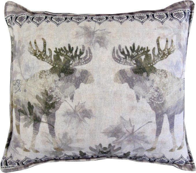 Pillow with a moose and batik design