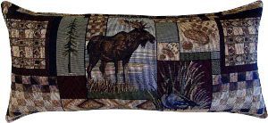 Peter’s cabin couch, moose pillow