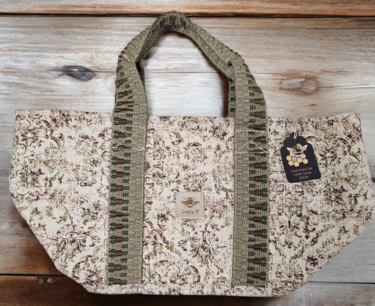Simply B: Small Simple Tote- Floral Print Cotton Canvas