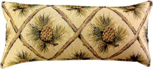Pine cones on beige tapestry pillow