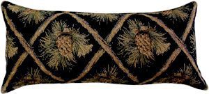 Pine cones on black tapestry