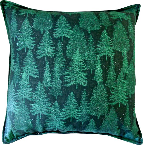 Pillow with shimmering evergreen trees (1)