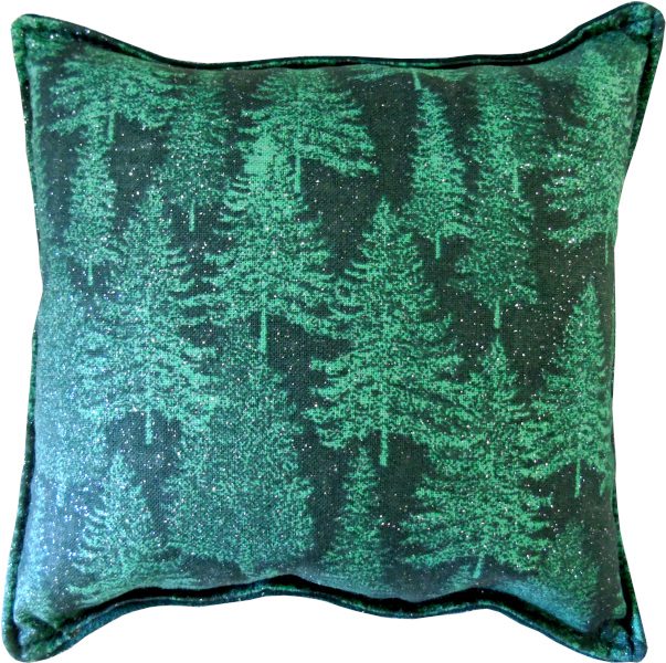 A throw pillowcase with green trees