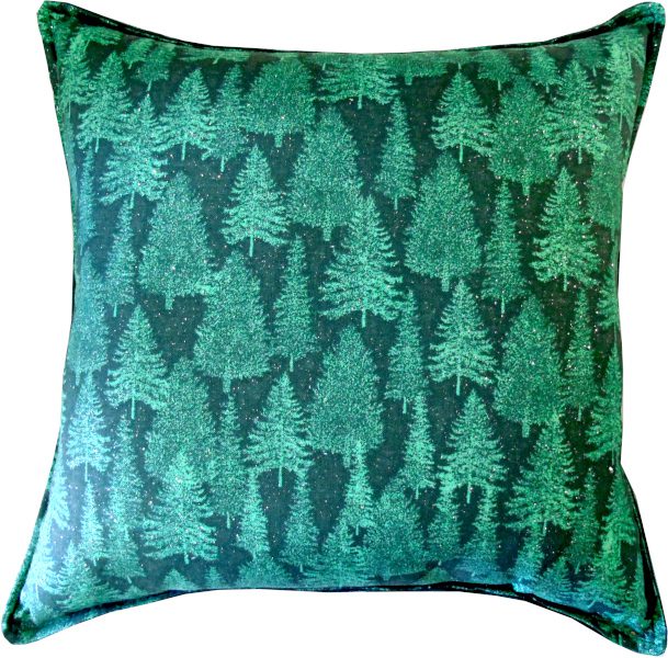 Pillow with shimmering evergreen trees (2)