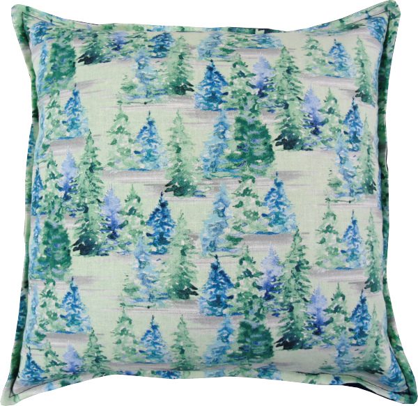 Watercolor trees design on a pillow (2)
