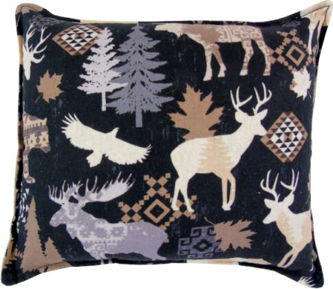 Pillow with woodland animals of the Adirondacks design