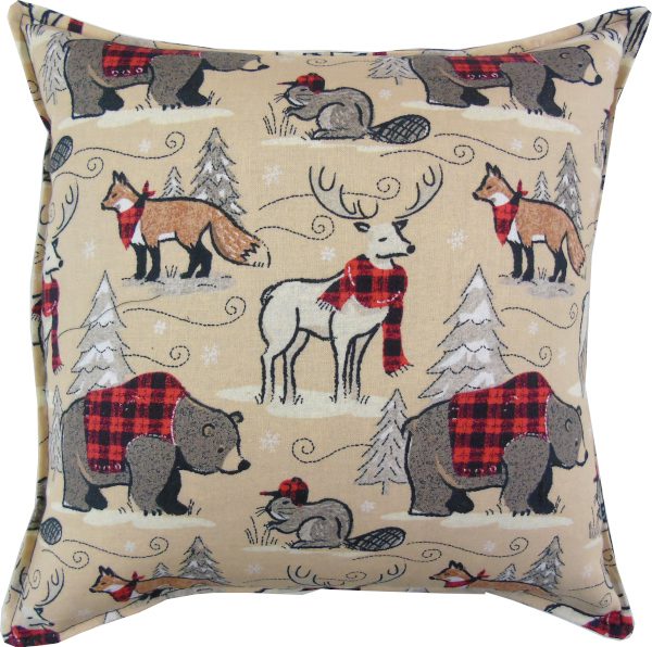 Pillow with bear and other woodland animals in plaid (2)