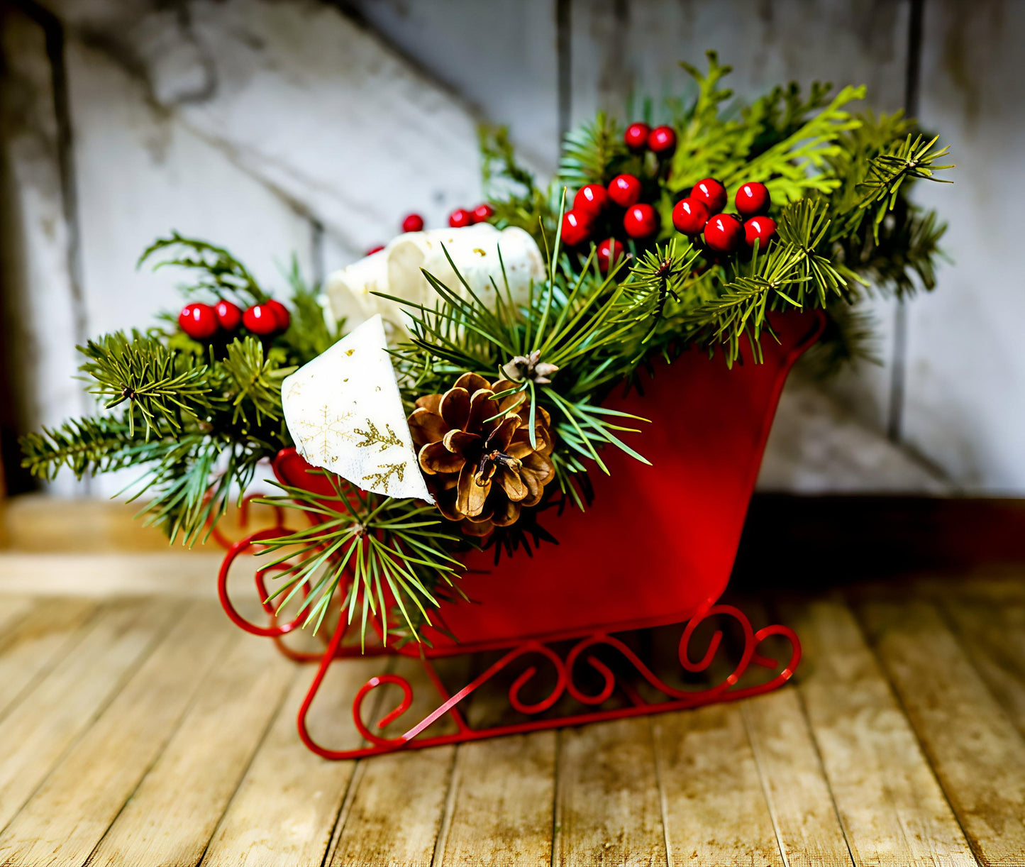Red Sleigh Centerpiece